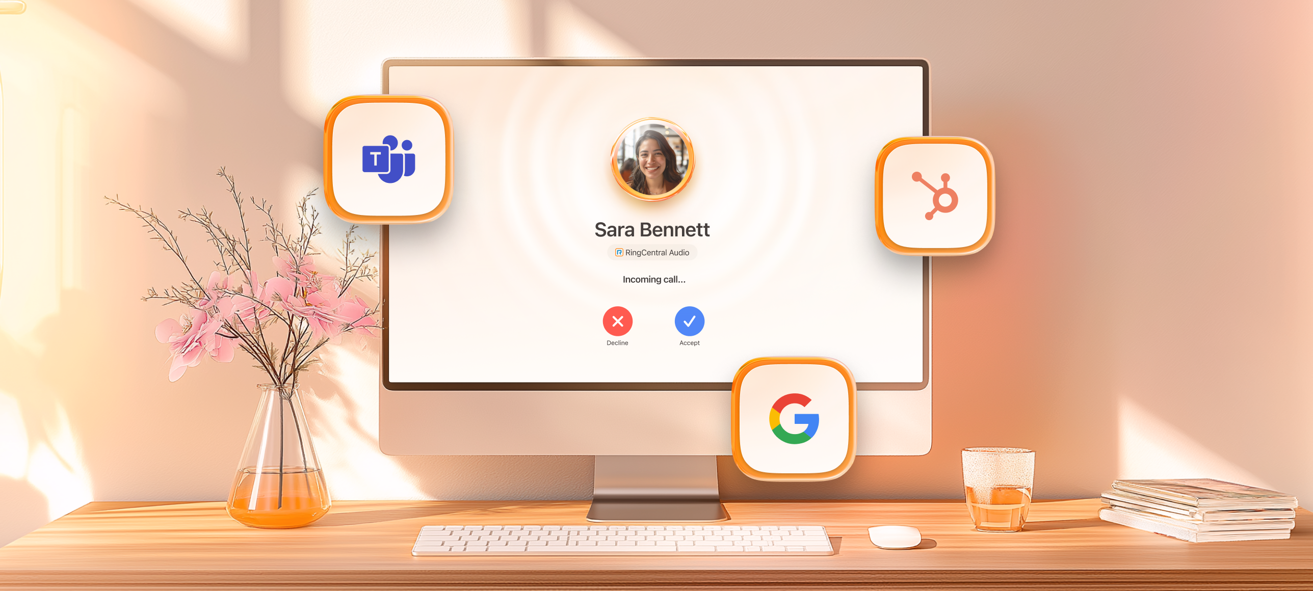 Ein eingehender Anruf auf der RingCentral Desktop-App