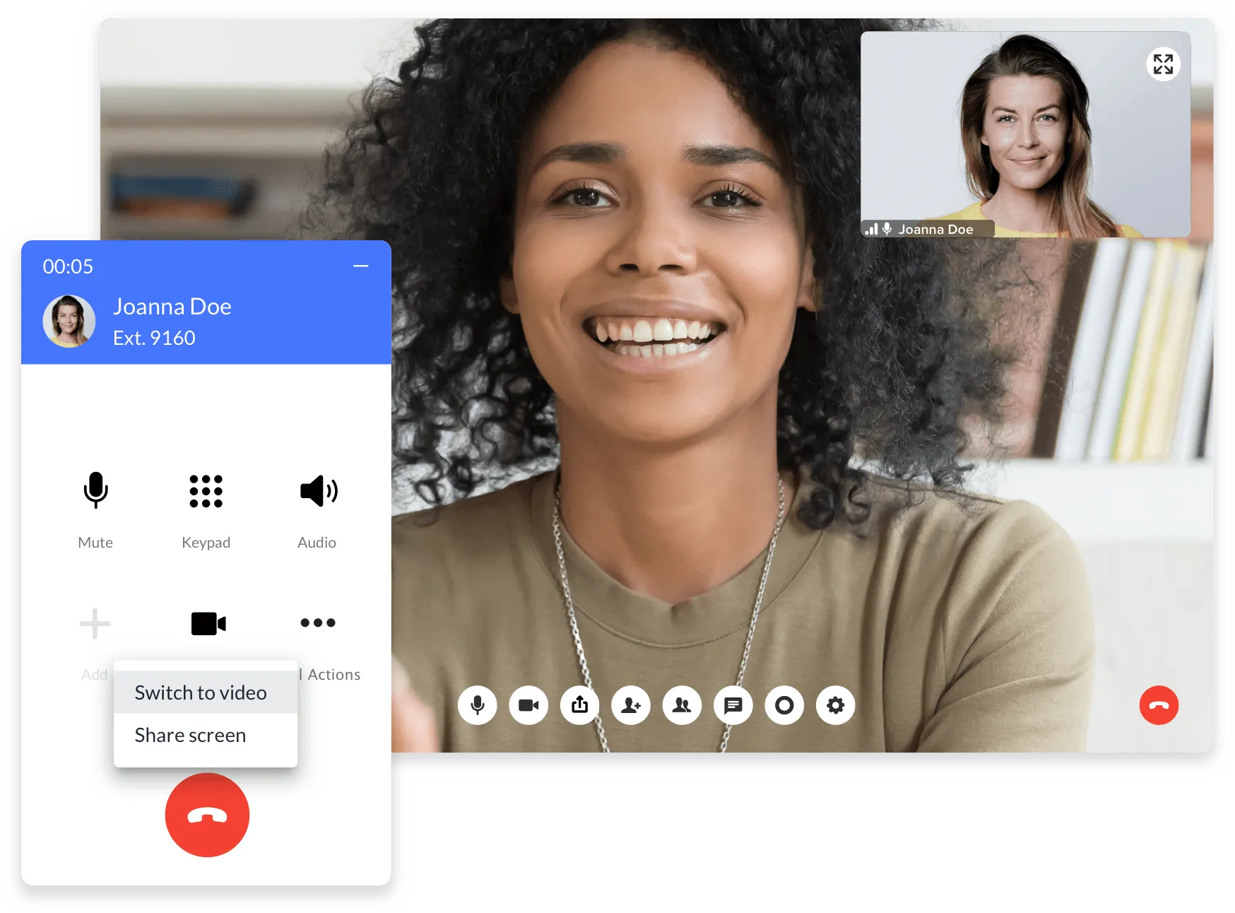 Two working women use RingCentral Video to hold a meeting in this image.