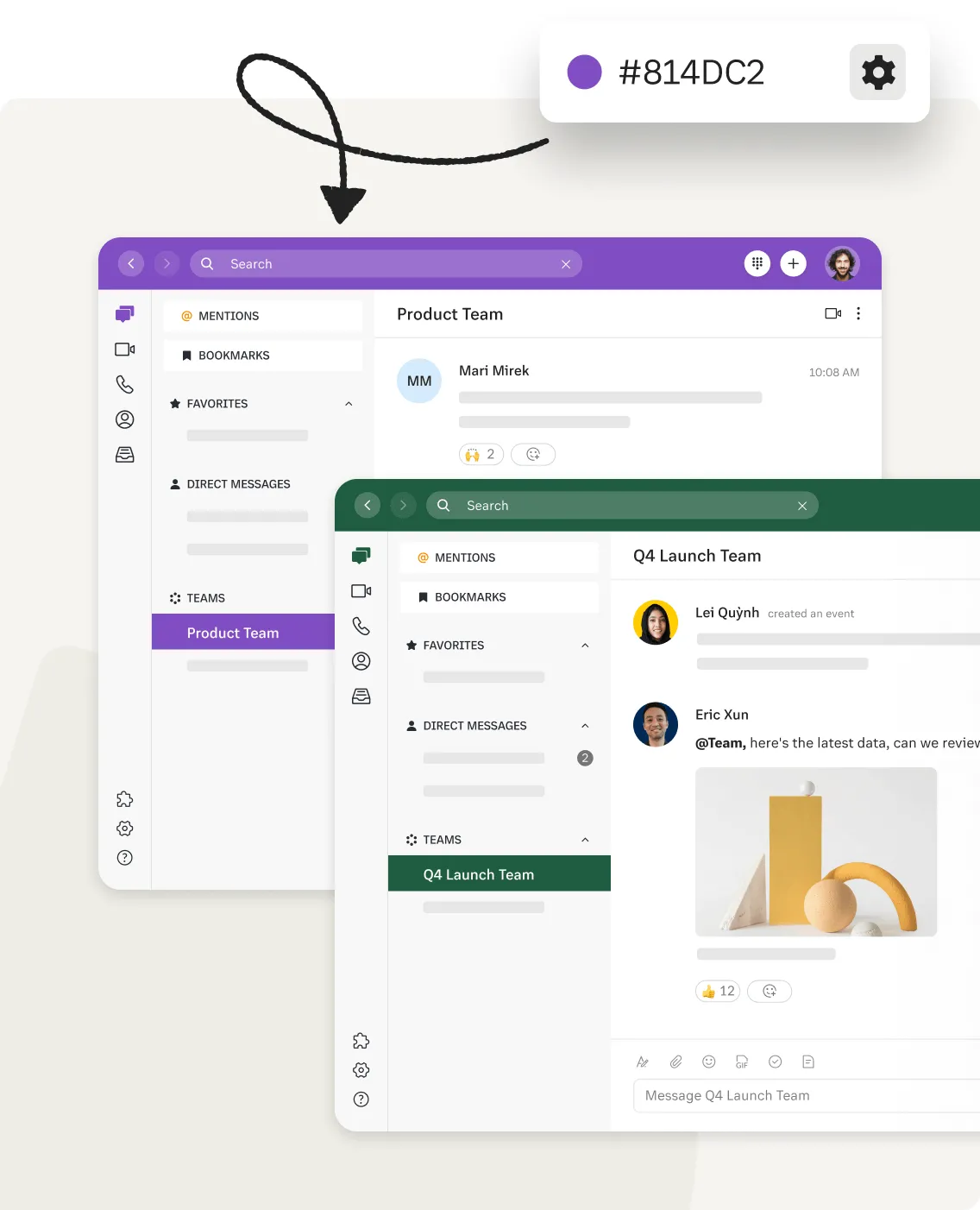 Equipos coordinando a través de la mensajería en línea de RingCentral