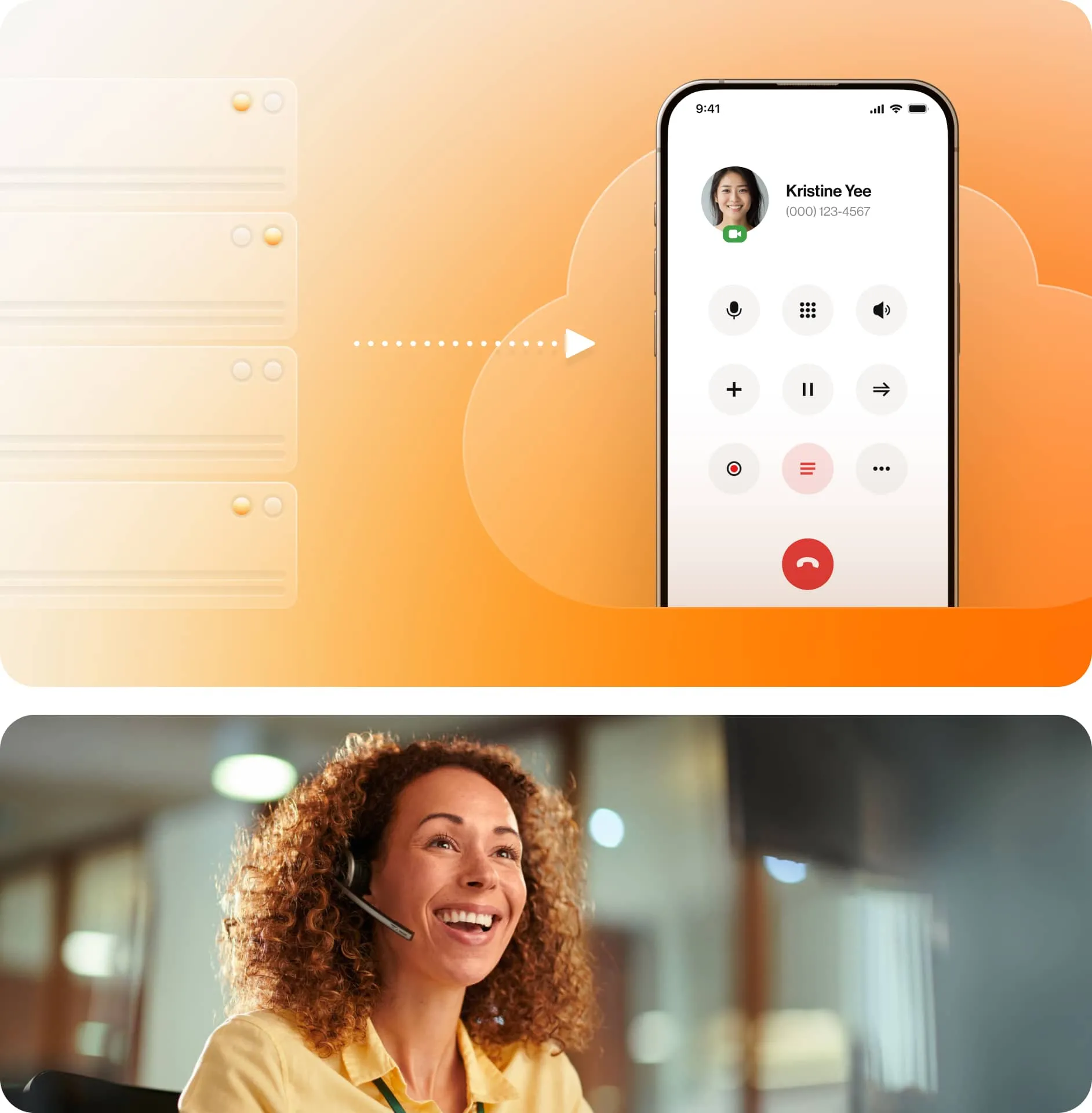 A female agent assists a client in the RingCentral app cloud migration