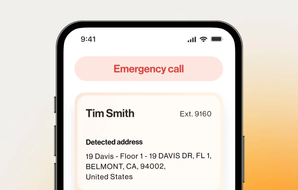 The RingCentral emergency call feature