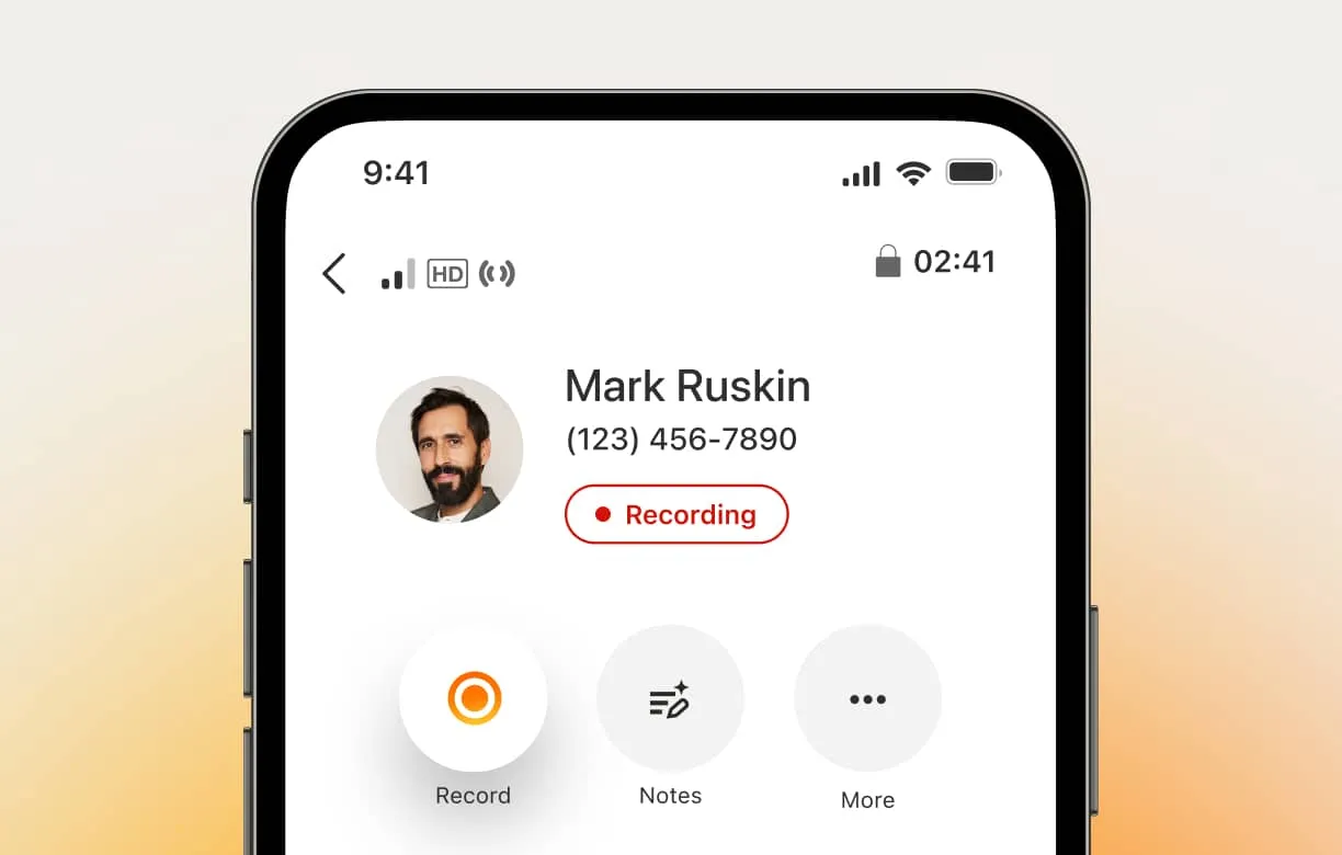 An ongoing call recording in the RingCentral mobile app