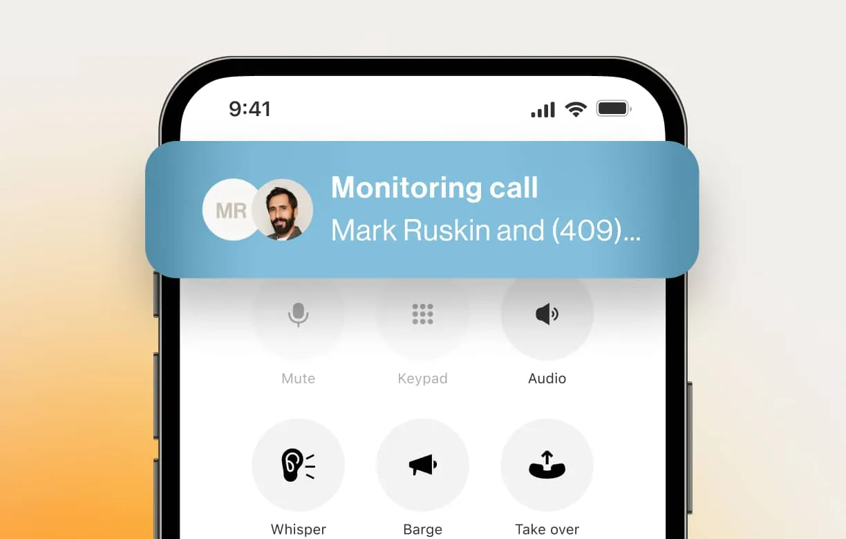 The RingCentral app call monitoring capabilities such as whisper, monitor and barge