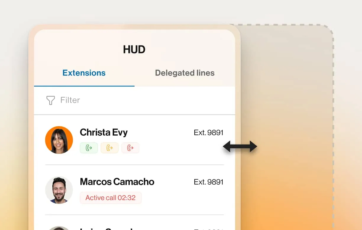 The RingCentral Heads-up display feature
