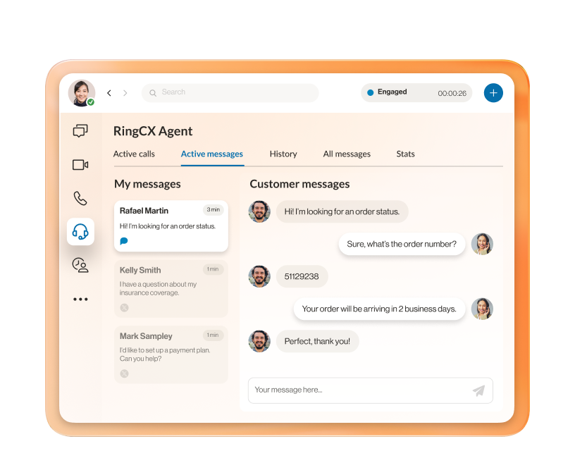 The RingCX Agent interface
