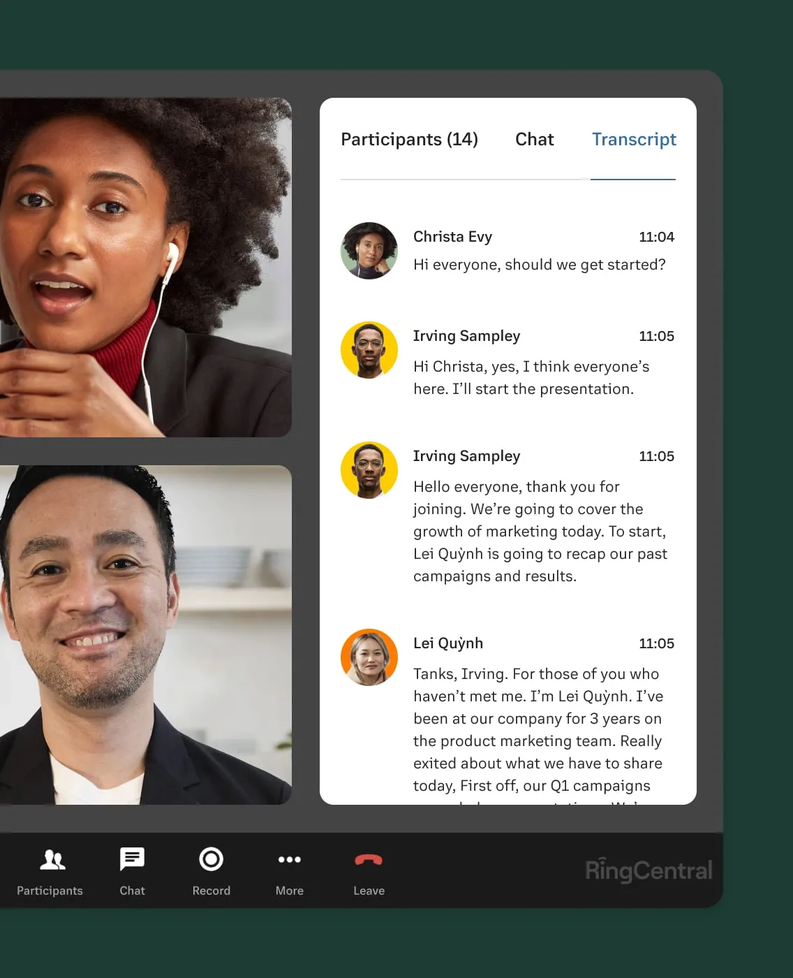 Live transcription feature of RingEX