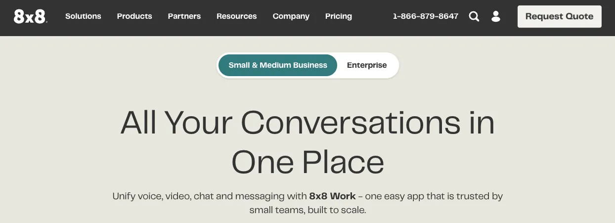 8x8 offers a unified communications platform built for enterprise teams.