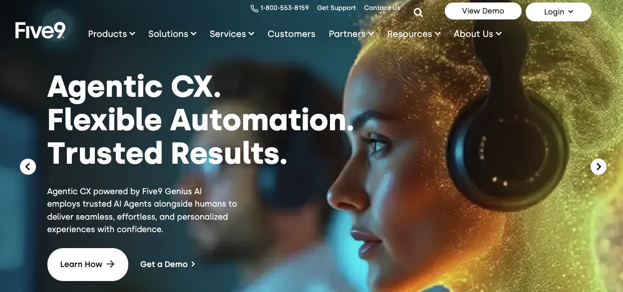 Five9’s call center software includes deep customer experience features.
