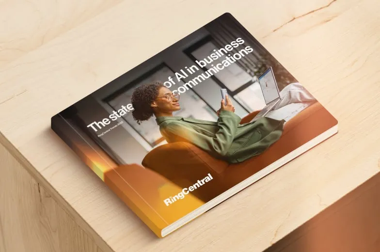 An ebook cover on AI trends in business communications