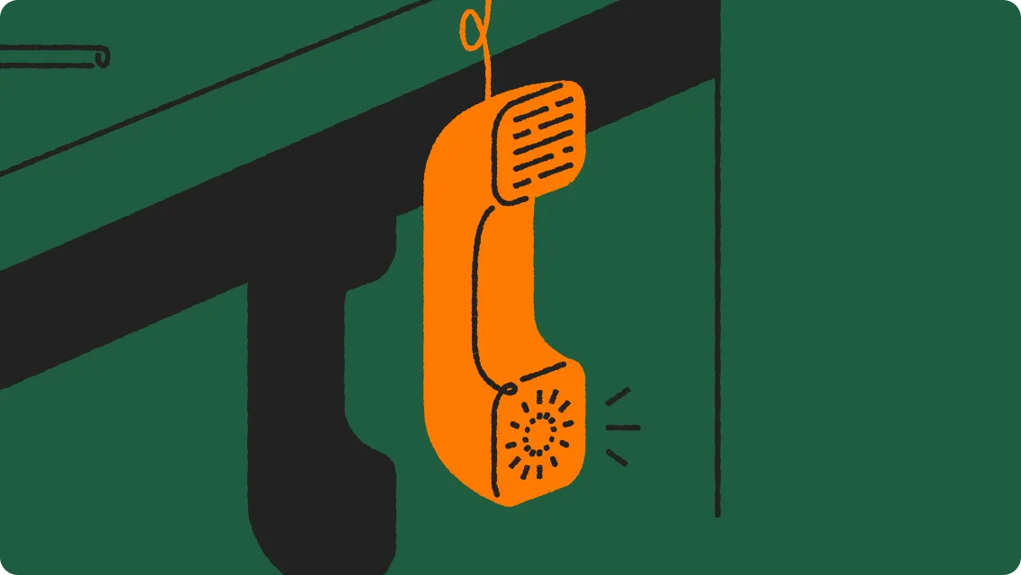 Darstellung eines Telefons, das über die Tischkante hängt