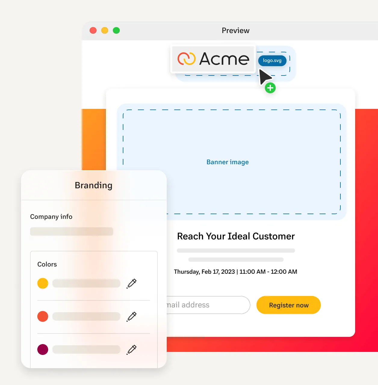 Dashboard für die Anpassung des Brandings in der RingCentral Webinar-Plattform