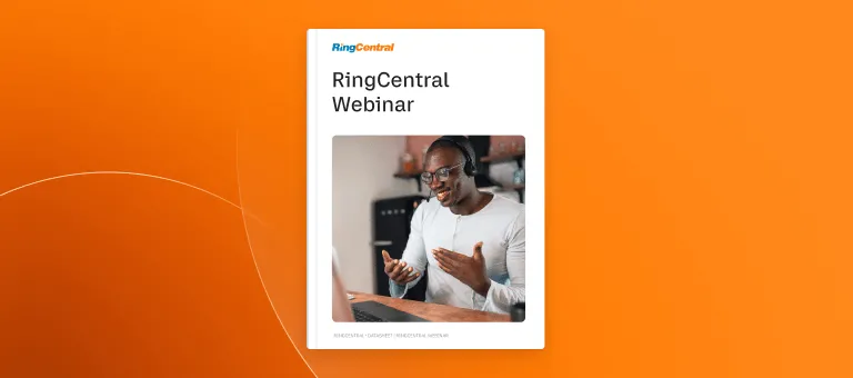 Deckblatt des RingCentral Webinar Produktleitfadens: Ein Agent, der gerade telefoniert