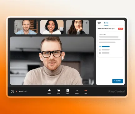 Eine laufende Umfrage auf der RingCentral Webinar-Plattform