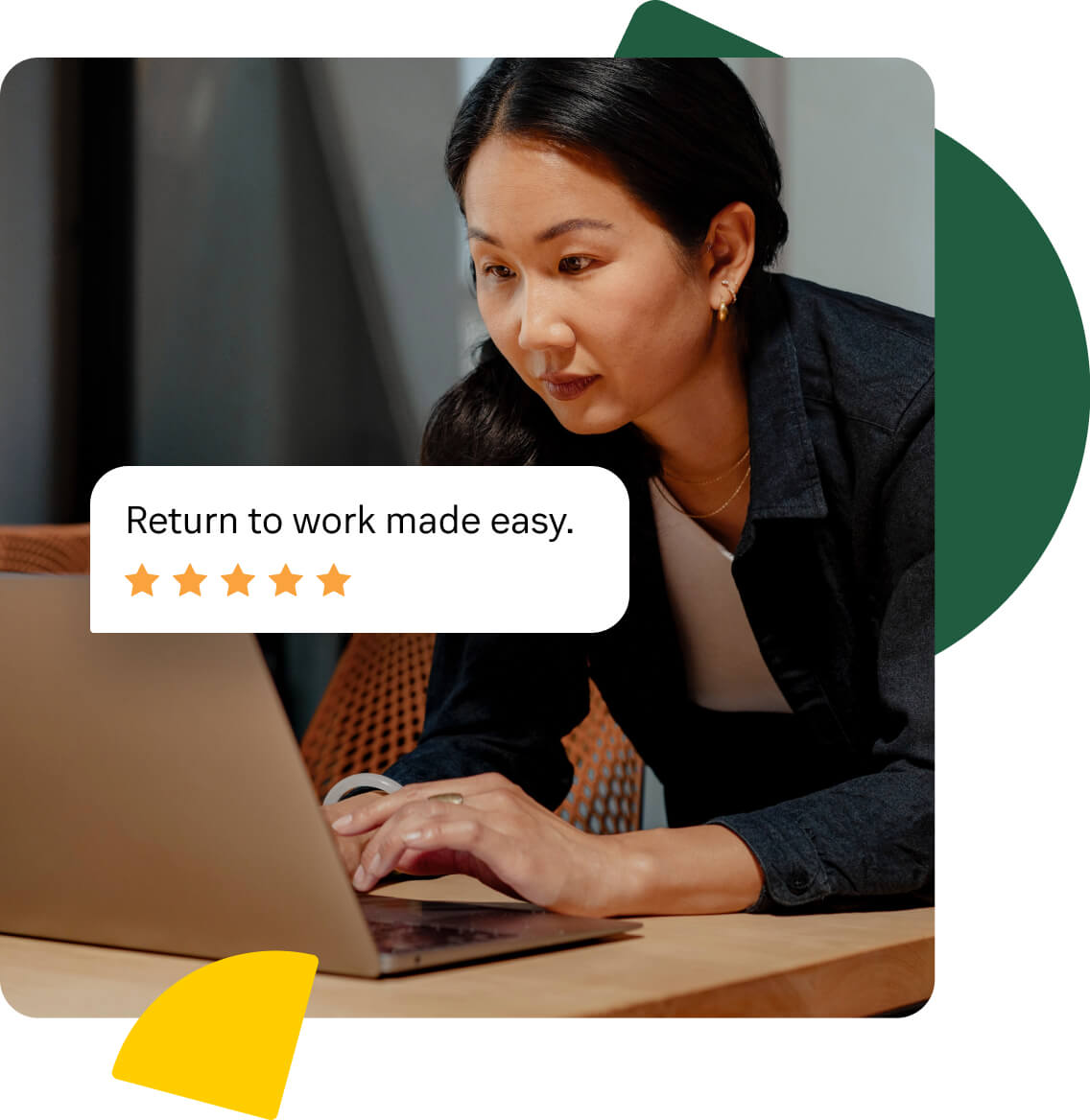 A woman using the RingCentral App on her laptop